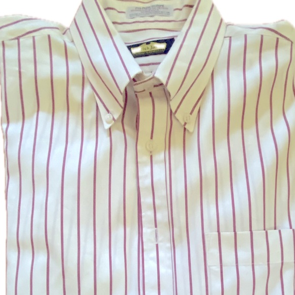 PATRICK JAMES Men’s button down shirt. Dark red/burgundy wide stripe 16/33 Grest - Picture 4 of 6